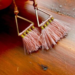 Baby Pink Tassel Drop Earrings